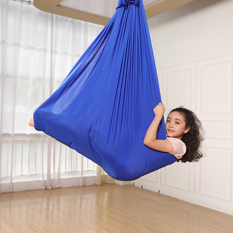 Elastic Sensory Swing: Indoor Hammock for Kids & Adults with Fixed Link Ring, Double Layer.