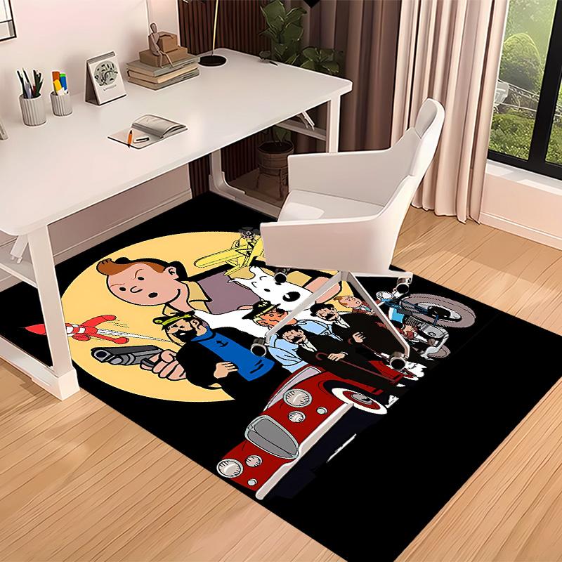 The Adventures of Tintin Printed Absorbent Washable Carpet, Non-Slip Bathroom Mats, Kitchen Rugs, Yoga Mat,Living Room Entrance, Camping Picnic Rugs