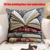 Double Sided Vintage Stacked Books Throw Pillow Cover 2D Effect Print Decorative Cushion Cover For Home Decor