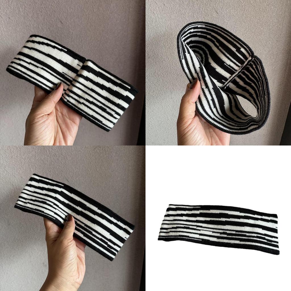 Korean Style Knit Zebra Pattern Hair Band With Wide Edging For Women And Men