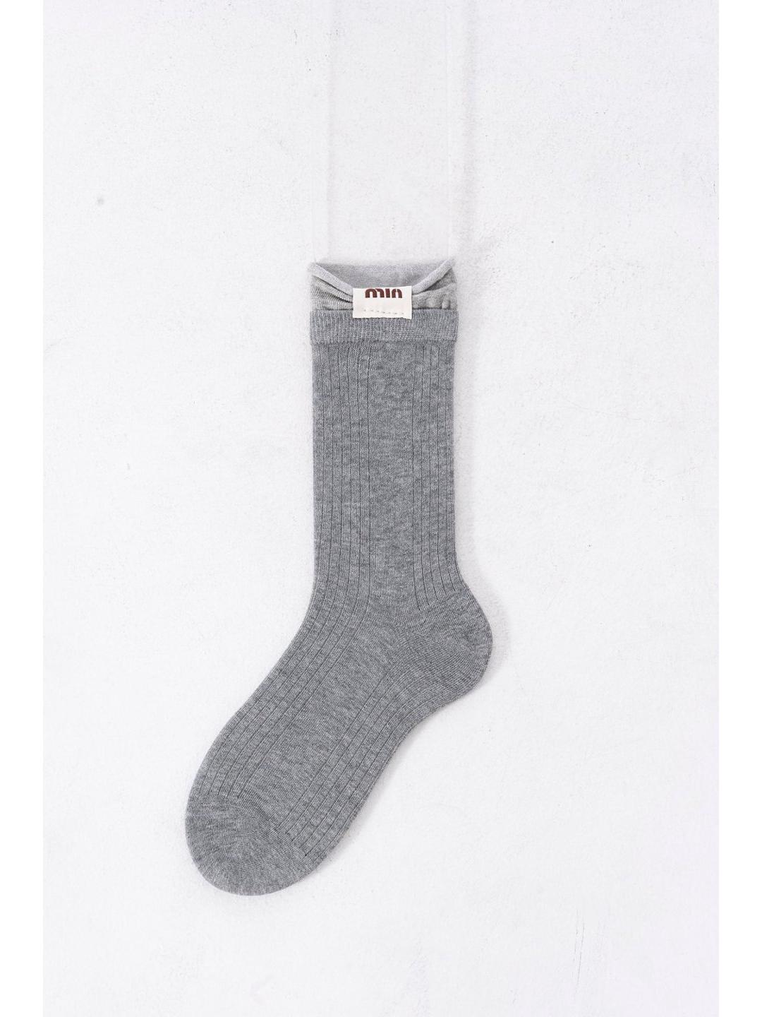 

Korean Style Mid-Calf Ruffle Mesh Women s Socks - Spring/Summer Slim Fit, Stylish, Solid Color. One Size светло-серый