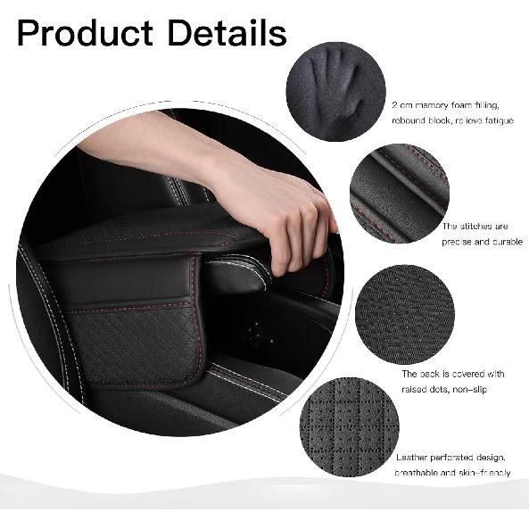 Upgraded Universal Car Center Console Cover for Sedans, Microfiber Leather Armrest Cover with Storage Bags, Comfortable and Durable Interior