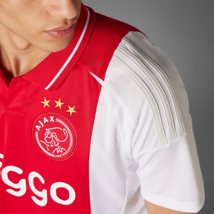Adidas Ajax Amsterdam 24/25 Home Jersey Moisture-Wicking Comfortable Short-Sleeve Soccer Shirt Men Tops White Red IT6168