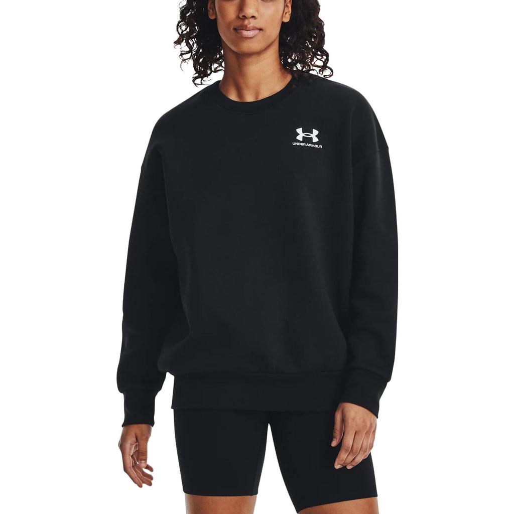 Under Armour Pull ras du cou à logo uni à manches longues pour femme sweat-shirt Noir 1379475-001