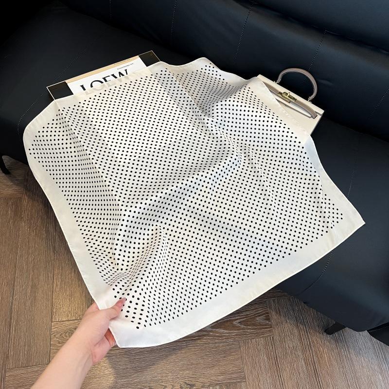 Silk scarf women's spring and autumn decoration versatile ins simple style striped square scarf streamer simulation silk fashion scarf scarf scarf