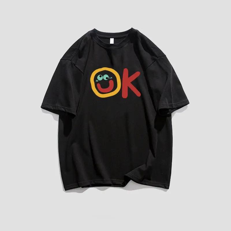 

Женская футболка с круглым вырезом и принтом смайлика, футболка с коротким рукавом для женщин на лето, модная футболка в американском ретро-дизайне 4XL