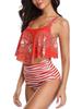 2020 European & American Ruffled High-Waisted Tummy Control Bikini Swimsuit