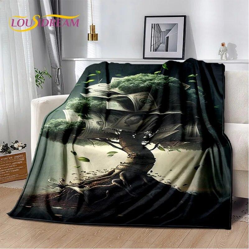 3D-Dollar-Euro-Pfund-Geld-Reich-Cartoon-weiche Plüschdecke, Flanelldecke, Überwurfdecke für Wohnzimmer, Schlafzimmer, Bett, Sofa, Geschenk