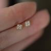 925 Sterling Silver Plating 14K Gold Inlaid Zircon Exquisite Flower Earrings for Women Simple Jewelry Gift