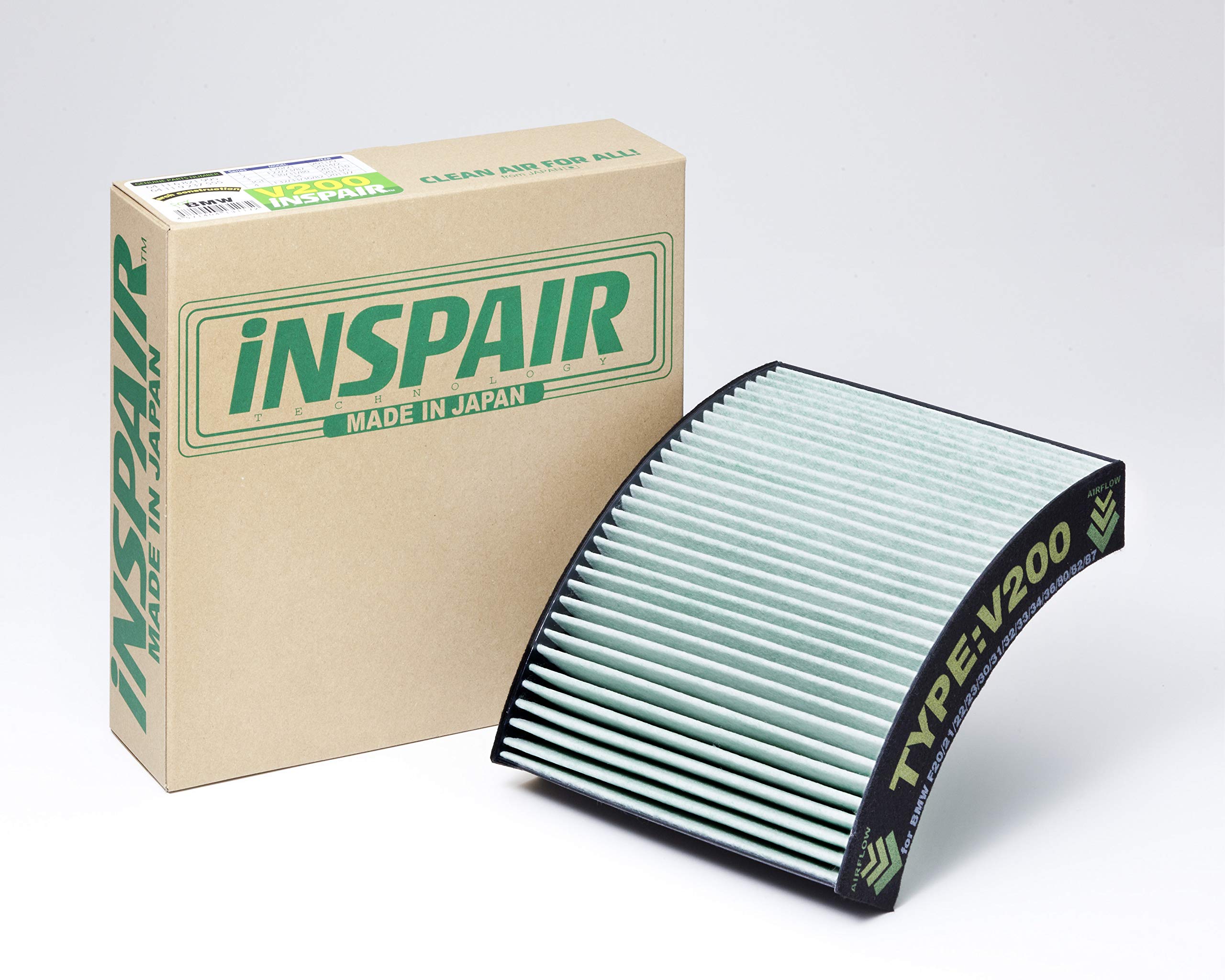 

INSPAIR V200 Air Conditioner Filter for F87 BMW, Anti-Pollen, Anti-Bacterial, Anti-Mold, Anti-Odor, F20, F21, F22, F23, F30, F31, F32, F33, F34, F36, зелёный