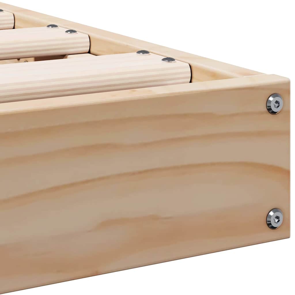 Floor Bed Frame Natural 90 X 220 Cm Solid Pine Wood
