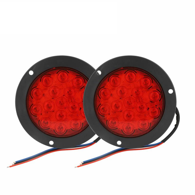 1 Pair Of 16led 4 Inch Round Tail  Lights 10-30v Ip67 Waterproof Outstanding Brightness Truck