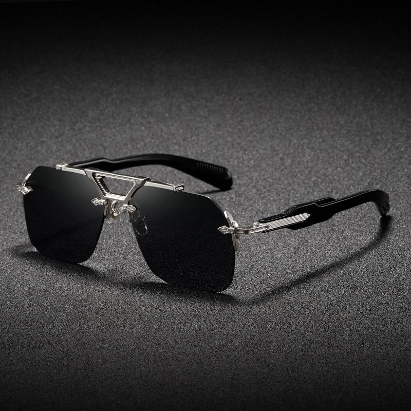 New Steampunk Style Frameless Sunglasses Men'S Quality Box Sunglasses Men'S Sunglasses9070