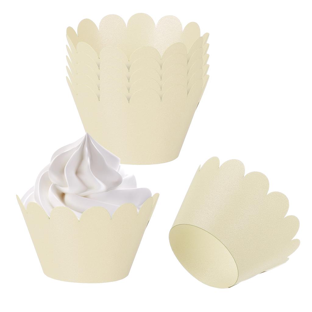 50pcs Baking Cupcake Wrapper Wraps Cake Box Baking Cups Standard Wave Decoration for Anniversary Birthday Weddings Parties