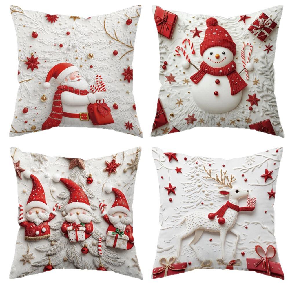 

Christmas Pillow Covers Festive 3D Christmas Pillow Covers Santa Snowman Reindeer Design Party Holiday DIY Decorations