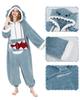 [Excellent Product] Unisex Shark Kigurumi Pajama Set, Fleece Material, Warm Loungewear, Includes 2 Pairs of Socks, Perfect for Winter (Shark, Size L)