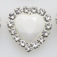 Mini 16mm(4/10 Inch) 10pcs Heart Acrylic Rhinestone Buttons DIY Hair Accessory Wedding Initiation Ribbon Decoration