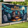 Party Backdrop Halloween Pirate Flat Spooky Skeletons Event Photo Background Party Decor