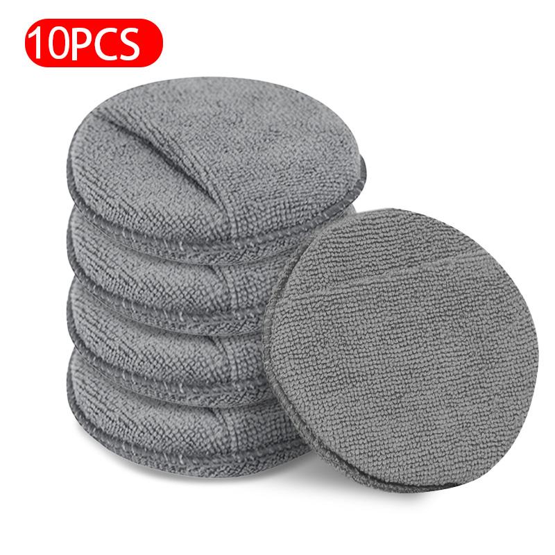 SEAMETAL Car Waxing Polish Sponges 5 Inch Car Detailing Wax Applicator Pads Round Pocket Microfiber Foam Sponges Car Cleaning Tools