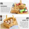 Woven Wooden Basket with Handle Eco-Friendly Portable Picnic Snack Carrier for Camping Outings Gifts Fruits Vegetables Storage