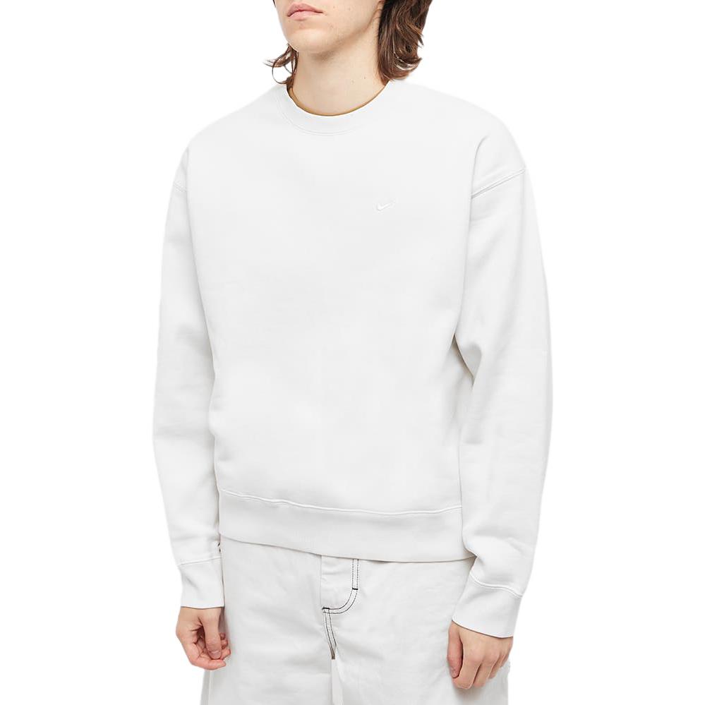 Nike Solid Color Embroidered Logo Crew Neck Pullover Sport Sweatshirt Men Tops White CV0554-030