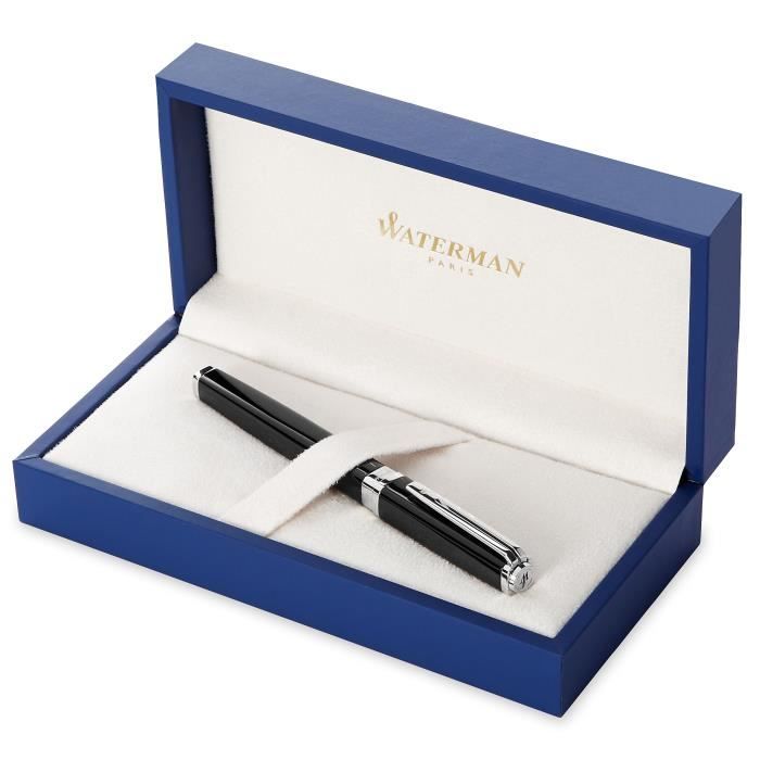 Stylo plume - WATERMAN - Exception - Noir - Plume fine 18K - Attributs plaqué argent