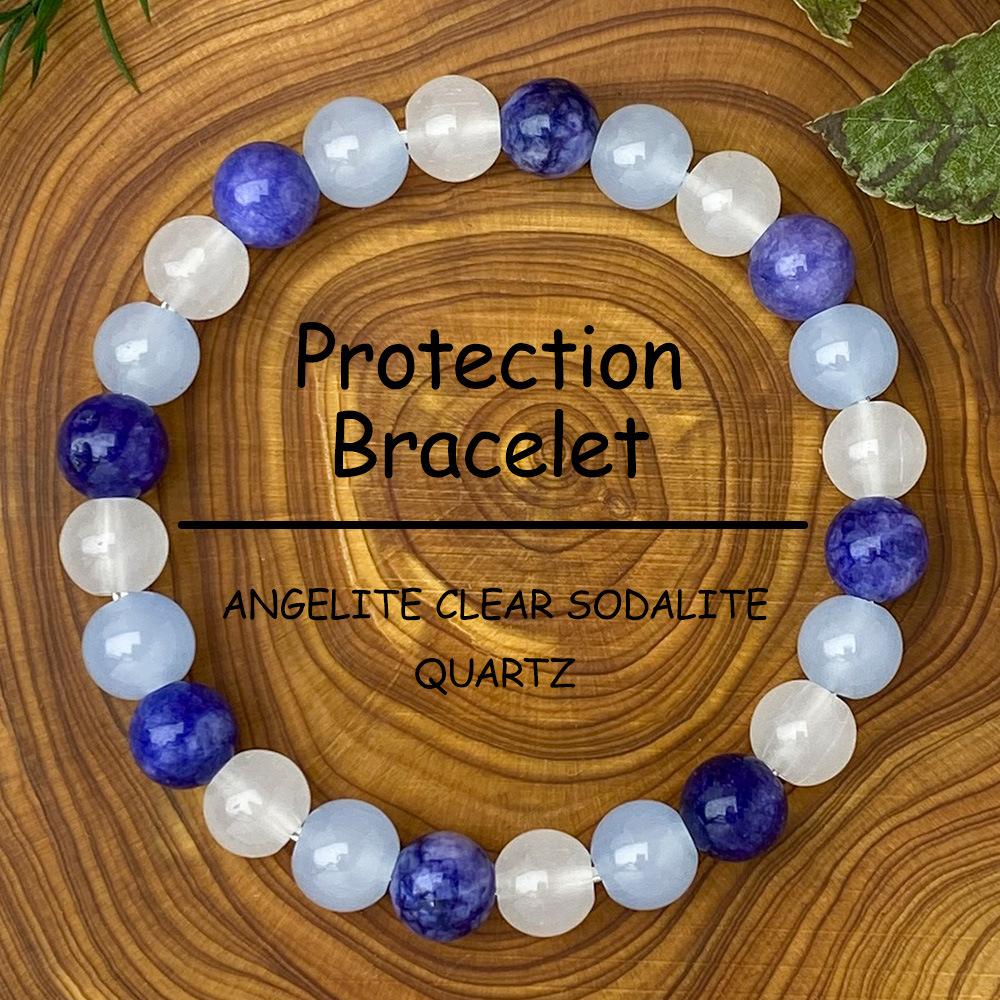 

Браслет з кристалів та натурального каменю Браслет з намистин One Size синій