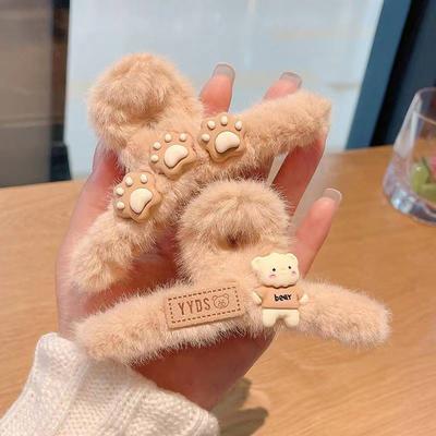 Cute Bear Autumn Winter Plush Hair Claw Clips Women Girls Large Shark Hair Clip Hair Clip Hair Accessories