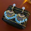 GemChic Women's New Vintage Scalloped Rhinestone Set Eardrop Earrings Ethnic Fashion Stud Earrings Birthday Christmas Jewelry Gift
