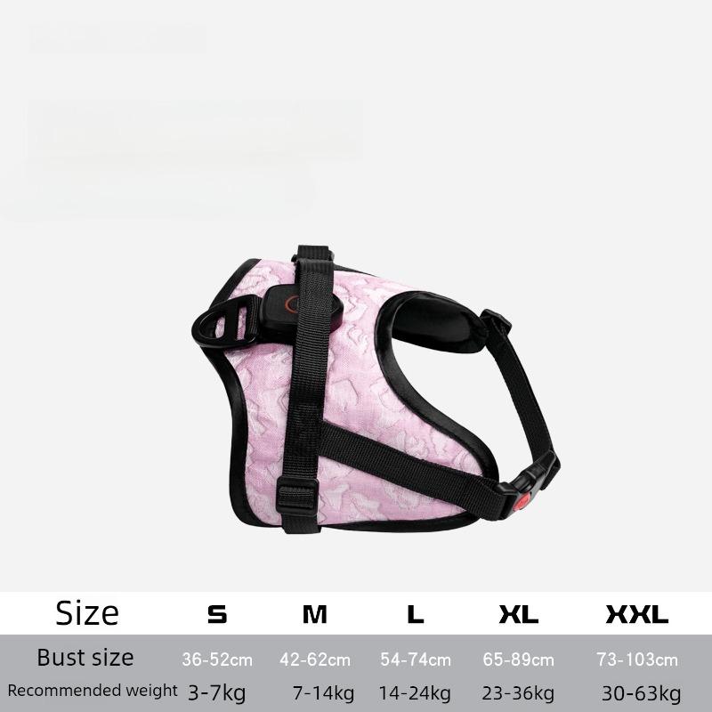 

Luminous Pet Chest Harness Night Outings Walking Dog Harness Designer Luxury S/M/L/XL/XXL Dogs Harnesses Breathable Adjustable S розовый