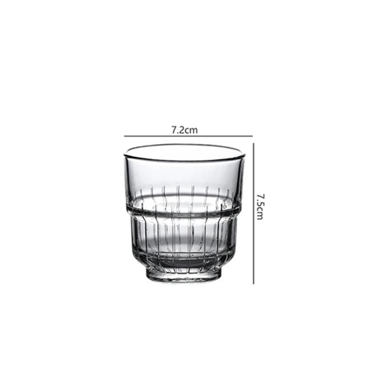 175ml/250ml/350ml American Latte Coffee Cup Transparent Cold Brew Striped Glass Cup Stackable Breakfast Water Cup for Mom Gift 1pcs