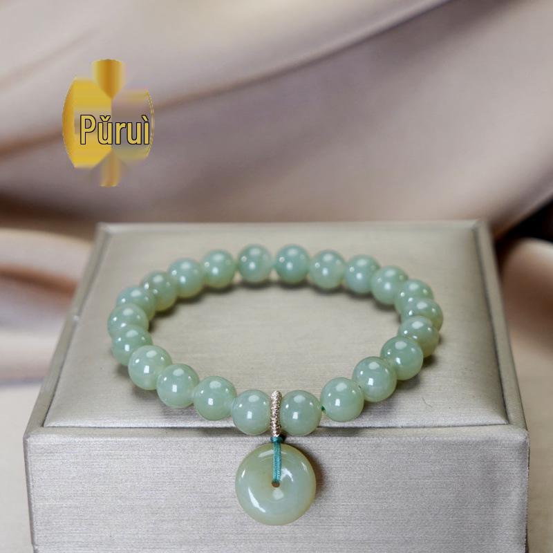 Ice Blue Hetian Jade Bracelet for Women - Elegant Bead String Jewelry, 2024 New Style