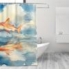 1pc Small Fish with Shark Fin Darting Through the Water with a Summer Decor Shower Curtain Bathroom Decoration Includes Shower