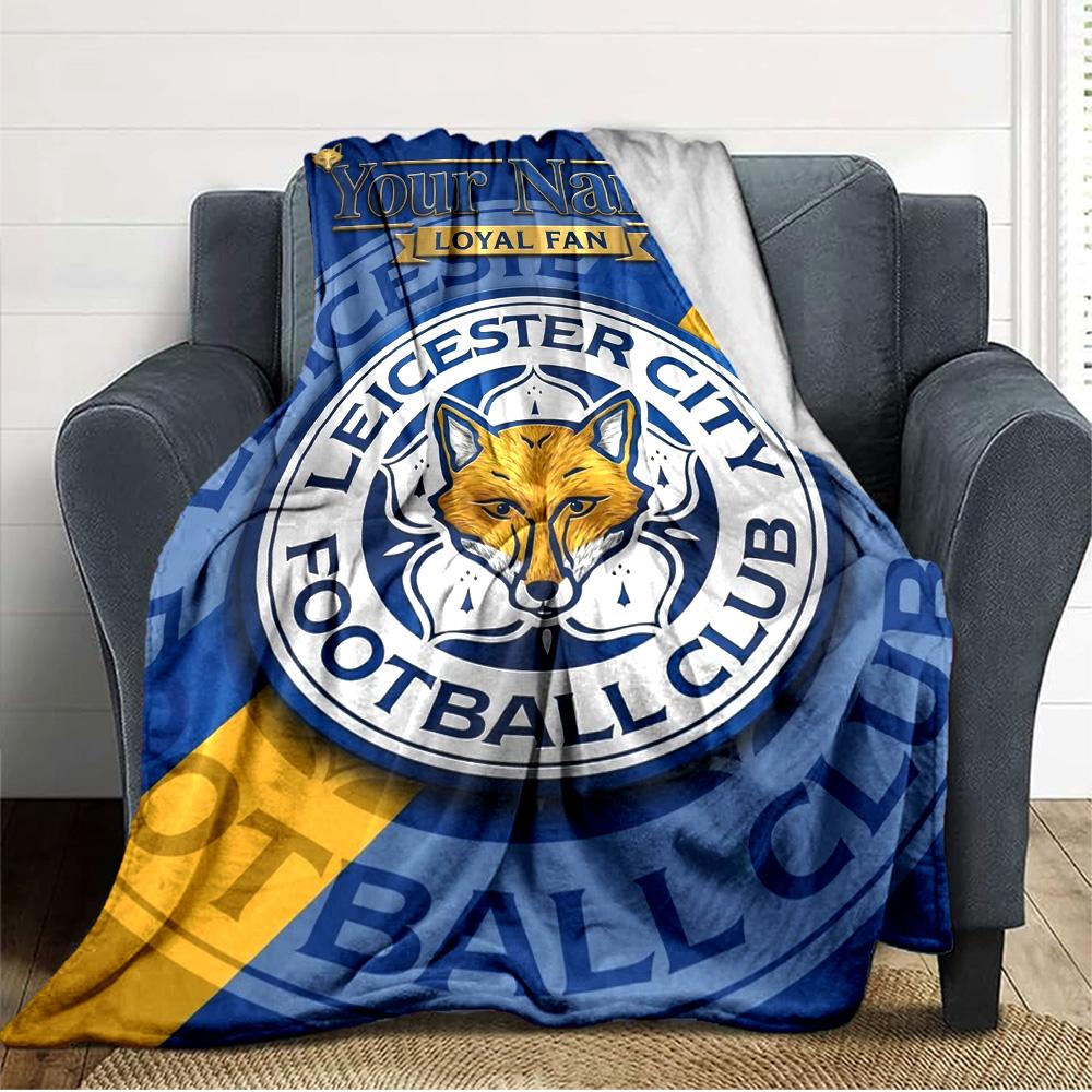 Name Custom Leicester City FC Print Flannel Blanket High Quality Warm Comfortable Cover for All Seasons Perfect for Gifts Home Decor