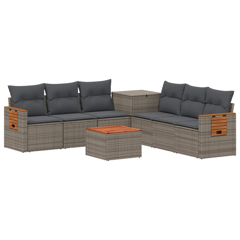 Sofa Set 8 Pieces Gray and Dark Gray Poly Rattan and Steel