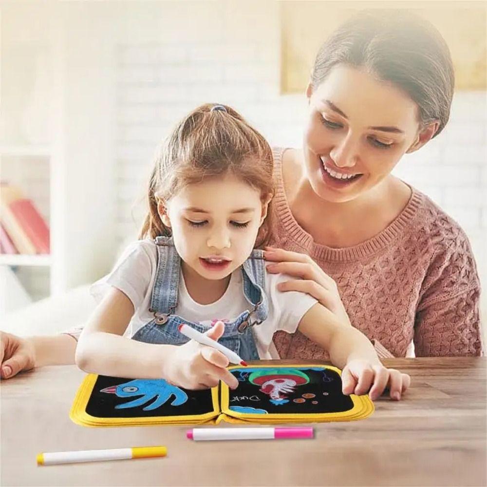 Coloring Children Blackboard Book With 3Pcs Painting Pens Graffiti Drawing Board Book  Toddlers