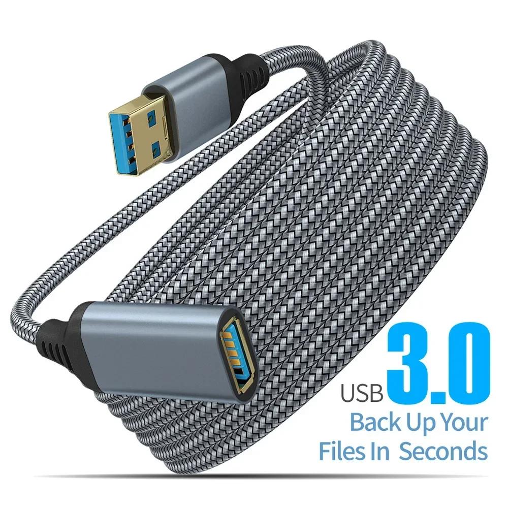 

Nylon Woven USB 3.0 Extension Cords 0.5/1/2/3/5M Male-To-Female High-Speed Transmission Data Cable Extension Cables 0.5m сірий колір