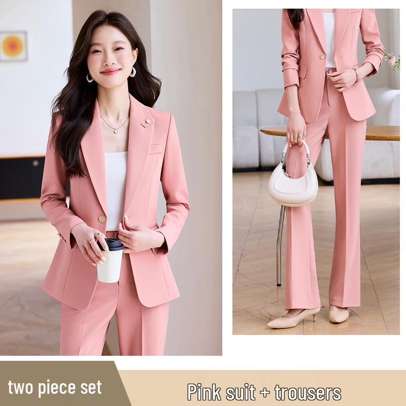 Off-White Women's Blazer & Micro-Flare Pants Set: Autumn/Winter Professional Suit with Waist-Cinching for High-End Style