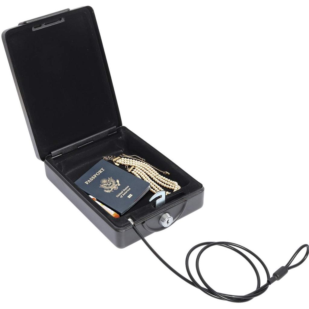 Lysmics Auto-Safe, Tragbarer Safe, Aufbewahrungsbox, Schlüsselschloss, Auto-Safe, Aufbewahrungsbox für Wertsachen mit Draht (Schlüsselverriegelung, Im Auto)