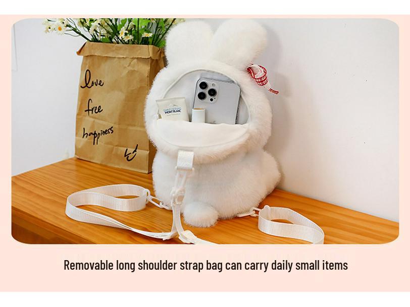 Adorable Strawberry-Holding Rabbit Plush Toy - Soothing Sleep Stuffed Animal Rag Doll for Girls' Birthdays