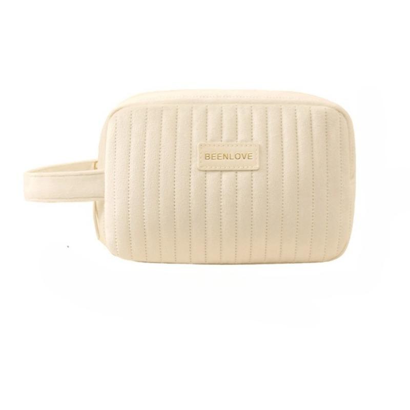 

Women s Makeup Bag Dutch Velvet Handheld Storage Bag Toiletry Bag Portable Travel Cosmetics Storage Bag Large Capacity Toiletries Bag Handbag бежевий