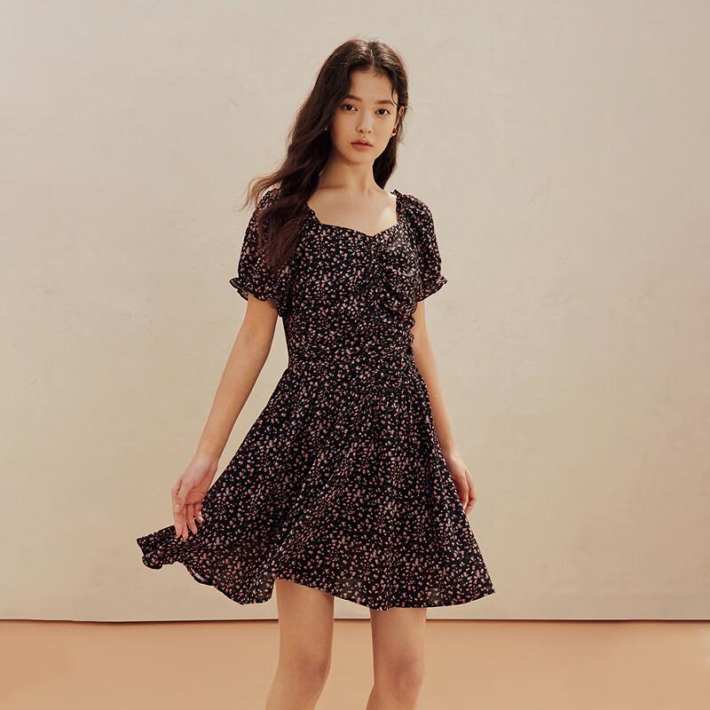 INMAN French Puff Sleeve Floral A-Line Dress XL