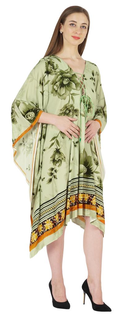 Moomaya Printed Short Turkish Kaftan For Women's Sexy Kaftan Evening Gown Beachwear
