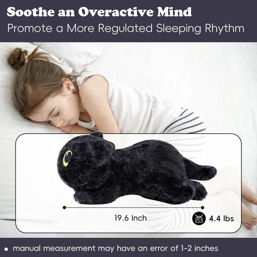 Black Cat Weighted Plush Toy with Cute Big Eyes, Soft To the Touch, 50cm, Perfect As a Birthday Gift (Black)
