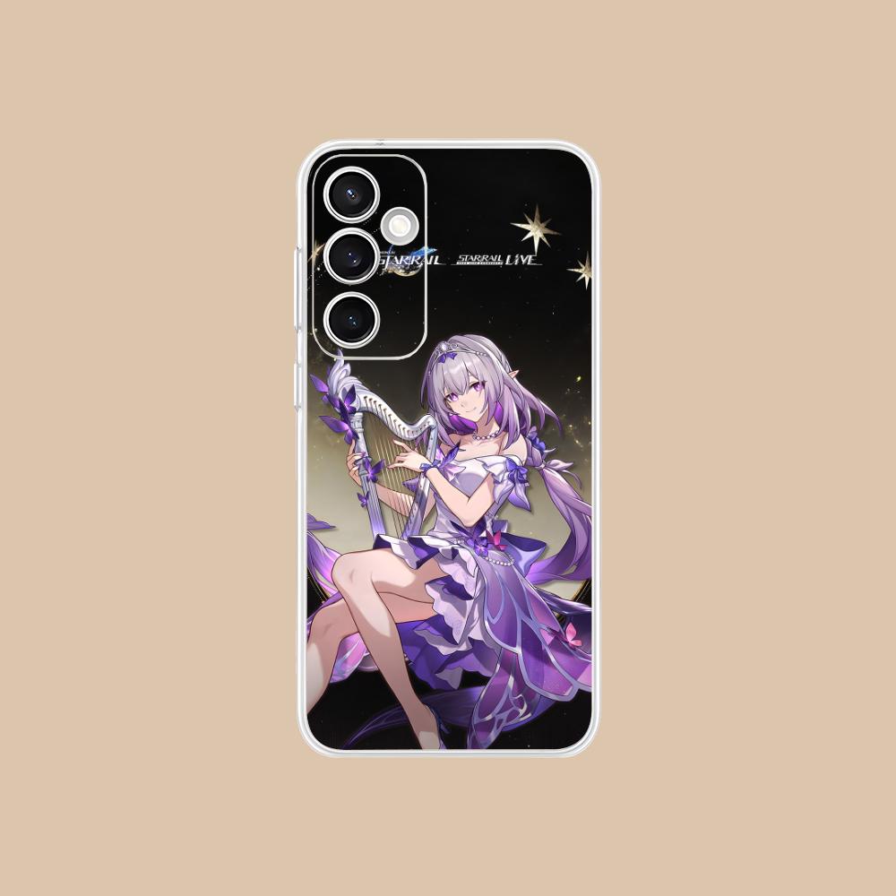 HSR Castorice Clear Mobile Phone Case for Samsung Galaxy S25 S24 S23 S22 S21Plus FE Ultra Colorful Cover