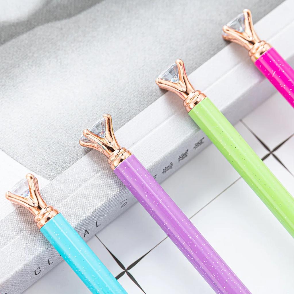 Spinning Ballpoint Pen Roller School Office Supplies Wedding Stationery Crystal Diamond Metal Rose Gold Luxury