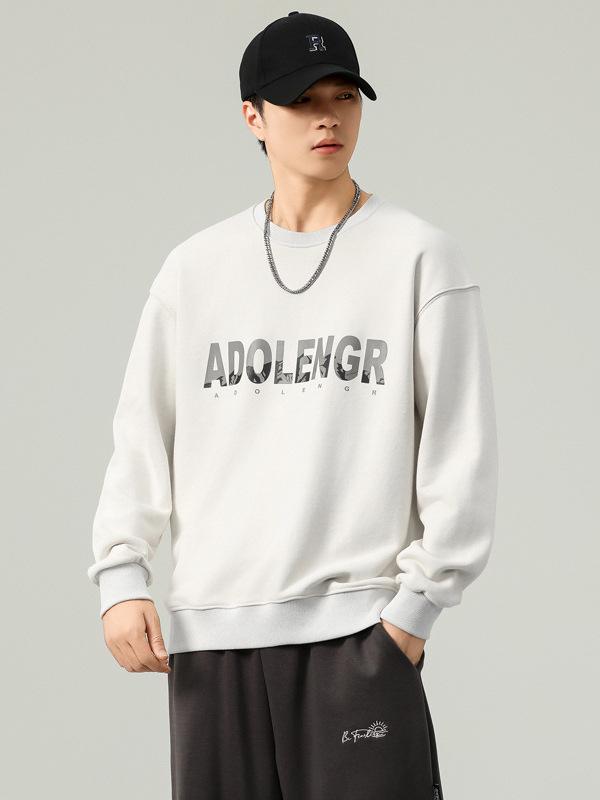 Men's Casual Round Neck Long Sleeve Pullover Hoodie for Spring, Autumn, and Winter