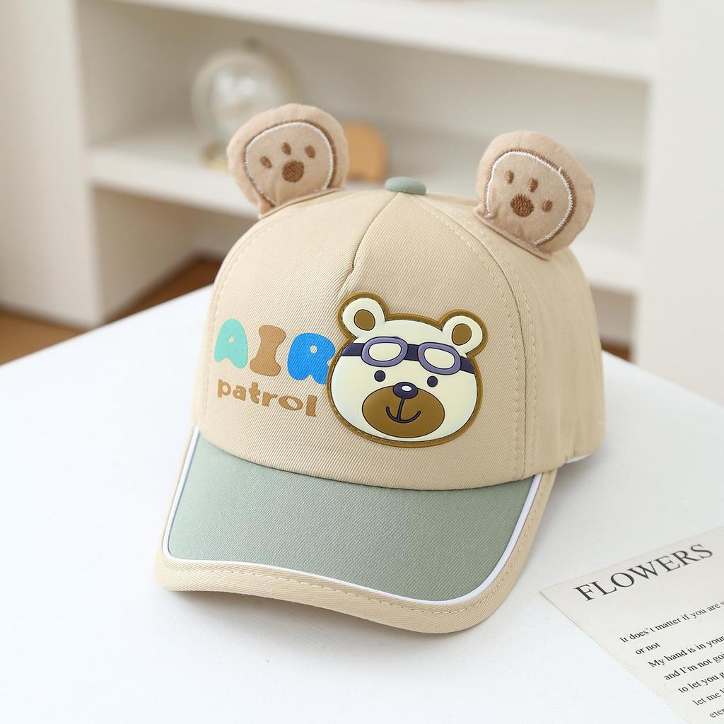 Spring/Summer Kids Baseball Cap with Cute Bear Design - Sun Protection for Boys & Girls