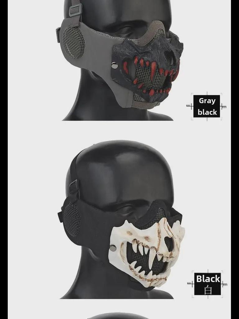 Fang Skull Mask with Ear Protection for Halloween and Outdoor Cycling