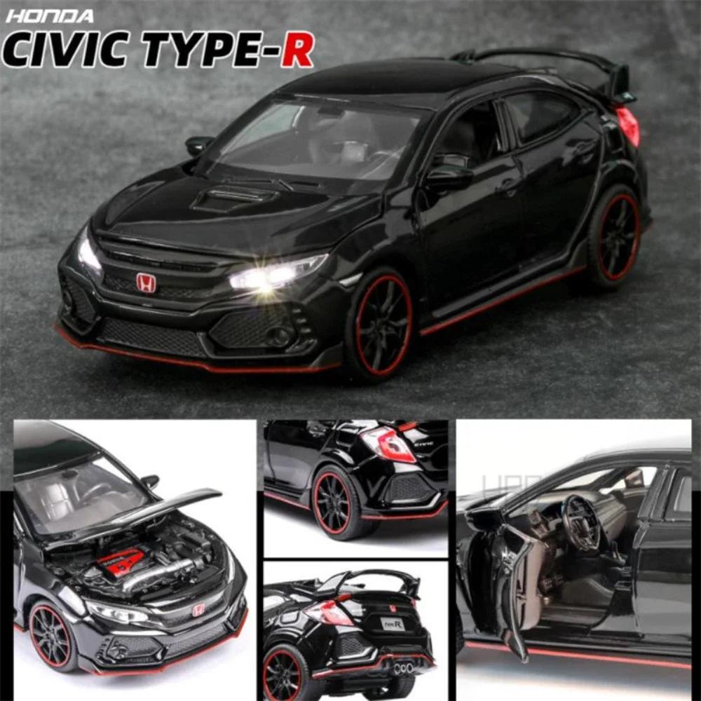 AAALW1 1:32 Scale Honda CIVIC TYPE-R Alloy Diecast Toys Cars Models with Sound Light Miniature Vehicles Children Adult Birthday Gifts